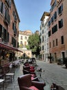 Venice, Italy - October 5, 2023: View of the Hotel La Fenice, a landmark historic palazzo hotel in Venice