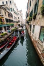 Venice, Italy - October, 2017: View old city center buildings and canal in Venice, Italy. Tourist destination. Royalty Free Stock Photo