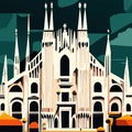 Venice, Italy. Panoramic view of the famous Basilica di San Marco. Vector illustration AI Generated