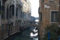 Venice, Italy. Pedestrian bridges between the houses.