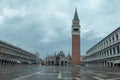 Venice, Italy. Piazza San Marco with the Basilica of Saint Mark and the bell tower of St Mark`s Campanile Royalty Free Stock Photo