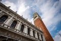 Campanile of San Marco and Biblioteca Nazionale Marciana - Venice Italy Royalty Free Stock Photo