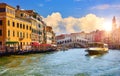 Venice Italy. Rialto Bridge on Grand canal of Venezia Royalty Free Stock Photo
