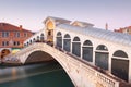 Venice, Italy at the Rialto Bridge Over the Grand Canal Royalty Free Stock Photo