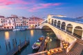 Venice, Italy at the Rialto Bridge over the Grand Canal Royalty Free Stock Photo