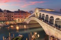 Venice, Italy at the Rialto Bridge over the Grand Canal Royalty Free Stock Photo