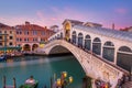 Venice, Italy at the Rialto Bridge over the Grand Canal Royalty Free Stock Photo