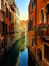 Venice, Italy. A romantic narrow canal