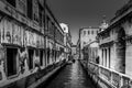 Venice, Italy. Some streets look sad . Black and white Royalty Free Stock Photo