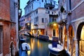 Venice, Italy - scenic picturesque night view of a canal