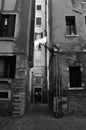 VENICE, ITALY - Sep 23, 2016: narrow lane downtown Venice, Italy, with laundry drying in the sun Royalty Free Stock Photo