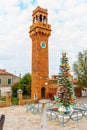 Christmas Tree made of colourful glass tubes in MURANO ISLAND. ITALY