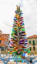 Christmas Tree made of colourful glass tubes in MURANO ISLAND. ITALY Royalty Free Stock Photo