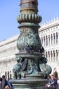 Decorative column on St. Mark`s Square Piazza San Marco, details, Venice, Italy