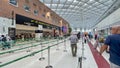 VENICE,ITALY.16 SEPTEMBER 2023.At departure gates, travelers queue up, ready to scan belongings Royalty Free Stock Photo