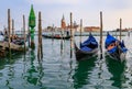 Gondolas along Grand Canal at St Marco square with San Giorgio M Royalty Free Stock Photo