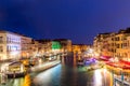 Venice, Italy - September, 2018: Grand Canal at sunset twilight in Venice, Italy. View from Rialto bridge Royalty Free Stock Photo