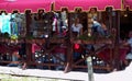 Venice, Italy - September 03, 2018: People and tourist eating outside in the restaurant next to canal