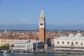 St Mark`s Campanile and gothic Doge`s Palace on Piazza San Marco, Venice, Italy Royalty Free Stock Photo