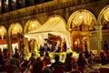 Tourists enjoy live music at a Cafe Restaurant in San Marco Square