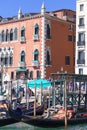 Venetian gondoliers at the marina of the gondolas, Grand Canal.Venice, Italy