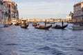 Venice gondoliers on gondolas with tourists on the Grand Canal ,Venice, Italy Royalty Free Stock Photo