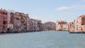 Water channels of Venice city. Facades of residential buildings overlooking the Grand Canal in Venice, Italy.