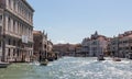 Water channels of Venice city. Facades of residential buildings overlooking the Grand Canal in Venice, Italy.