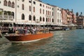 Venice, Italy, Water taxi transporting tourists to Venice