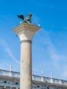 Venice, Italy, St. Mark`s Square Piazza San Marco detail of Column of the Lion Royalty Free Stock Photo