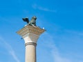 Venice, Italy, St. Mark`s Square Piazza San Marco detail of Column of the Lion Royalty Free Stock Photo