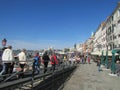 Venice, Italy, tourists get off the ship to explore the city.