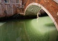 Venice, Italy. Traditional canal bridge reflection on green water. Royalty Free Stock Photo