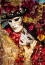 Venice, Italy - 02 16 2012: A traditional colombina couple mask at the famous venetian carnival