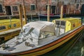 Venice, Italy Venetian water ambulance moored on the canals. Royalty Free Stock Photo