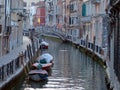 View of ancient buildings and narrow canal in Cannaregio, Venice