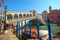 Venice, Italy - 14.03.2019: View of the landmark Ponte di Rialto bridge over the Grand Canal in Venice Royalty Free Stock Photo