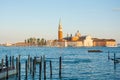 Venice, Italy. A view of the San Giorgio Maggiore island in the Venetian Lagoon Royalty Free Stock Photo