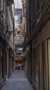 Venice, Italy. Views through the narrow pedestrian street of the town