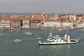 Venice lagoon with cityscape, aerial view. Italy.