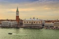 Venice landmark, aerial view of Piazza San Marco or st Mark square, Campanile and Palazzo Ducale or Doge Palace. Italy, Europe. Royalty Free Stock Photo