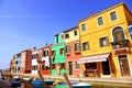 Venice landmark, Burano island canal, colorful houses and boats, Italy Royalty Free Stock Photo