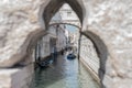 Venice- landscape of canal with gondolas and bridge of sigh Royalty Free Stock Photo