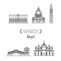 Venice vacation icons set. Vector icons set