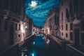 Venice by night in blue light Royalty Free Stock Photo