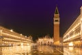 Famous San Marco square at night in Venice, Italy, Royalty Free Stock Photo