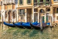 Venice palace with gondolas moored, Grand Canal, Italy Royalty Free Stock Photo