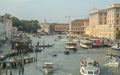 Venice panorama: canal, boats and old brick houses in Venice, Italy, Europe