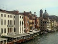 Venice panorama: canal, boats and old brick houses in Venice, Italy, Europe