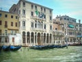 Venice panorama: canal, boats and old brick houses in Venice, Italy, Europe